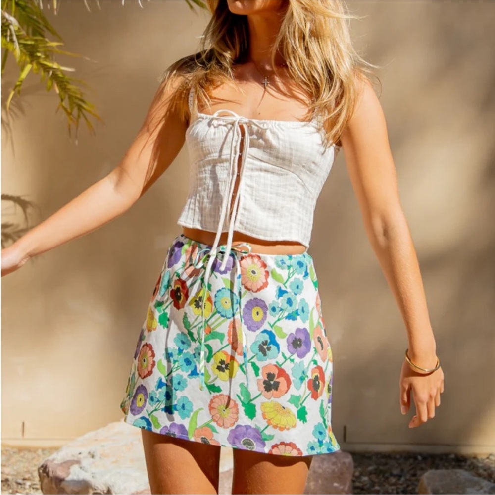 VERGE GIRL Floral Linen Skirt